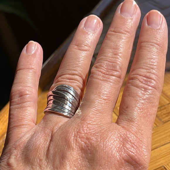 925 sterling silver wide band ring - Picture 2 of 7